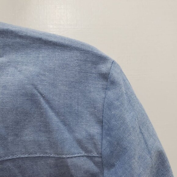 Talbots Petite Blue Chambray 100% Cotton 1/3 Button Long Sleeve Pullover Sz SP - Picture 2 of 7